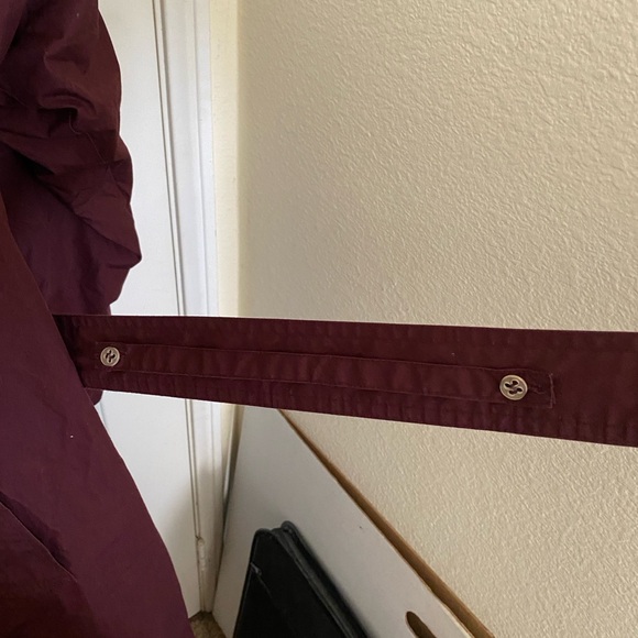 Burgundy London Fog Trench Coat with Detachable Leather Collar - Picture 7 of 13